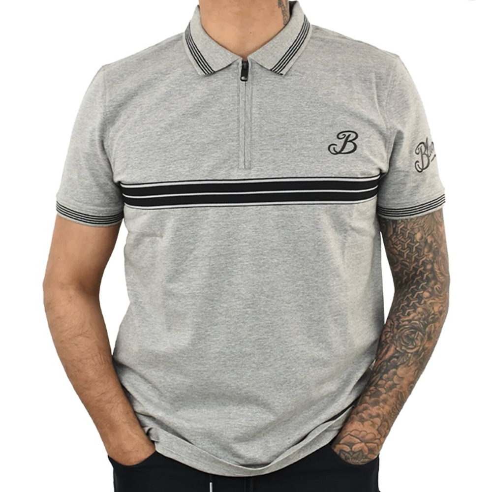 Gray and Black Polo Shirt with Sporty Design